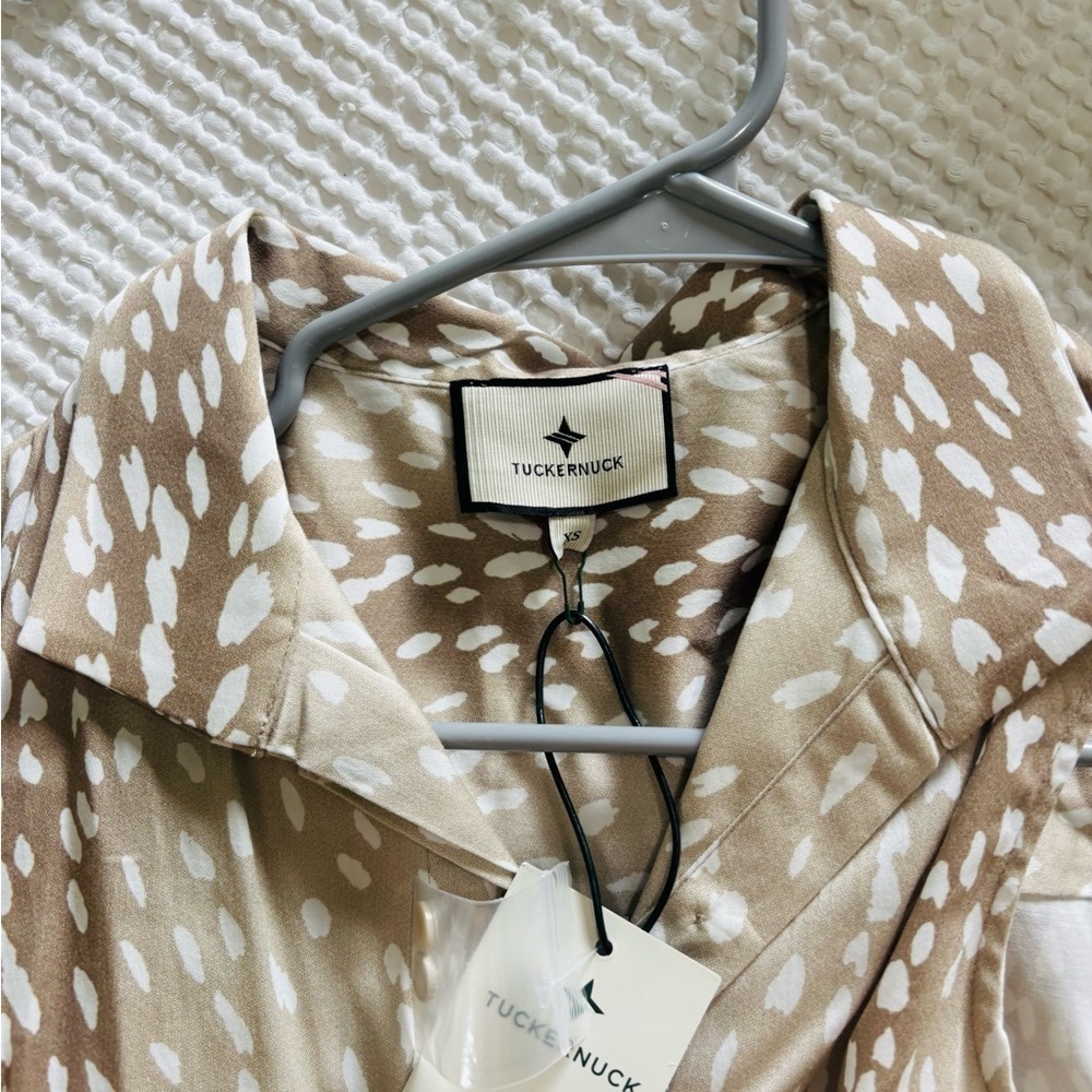 NWT Tuckernuck Sleeveless Mini Dress - Gray Antelope Print - Picture 3 of 6